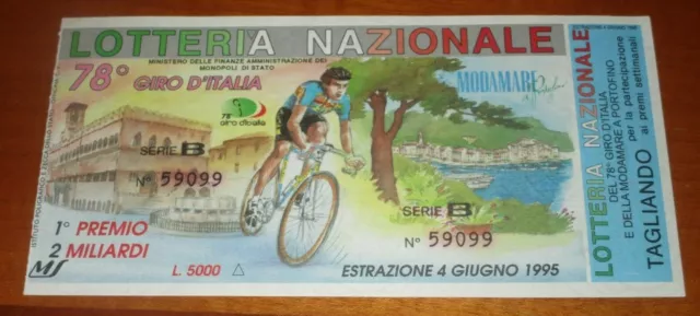 Biglietto Lotteria Nazionale 78° Giro D'italia - L.5000 - Nuovo - Ottime Cond.