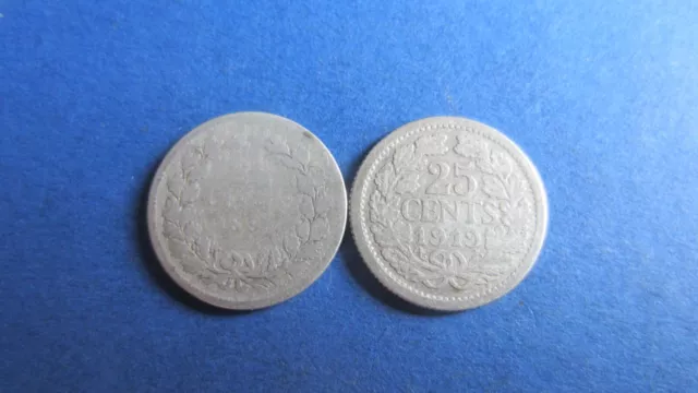Pays-Bas Argent 25 Cent 1895 ? En Ge, 1919 IN S