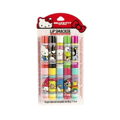 Sanrio Hello Kitty and Friends 10 Piece Flavored Lip Balm Party Pack, Clear M...