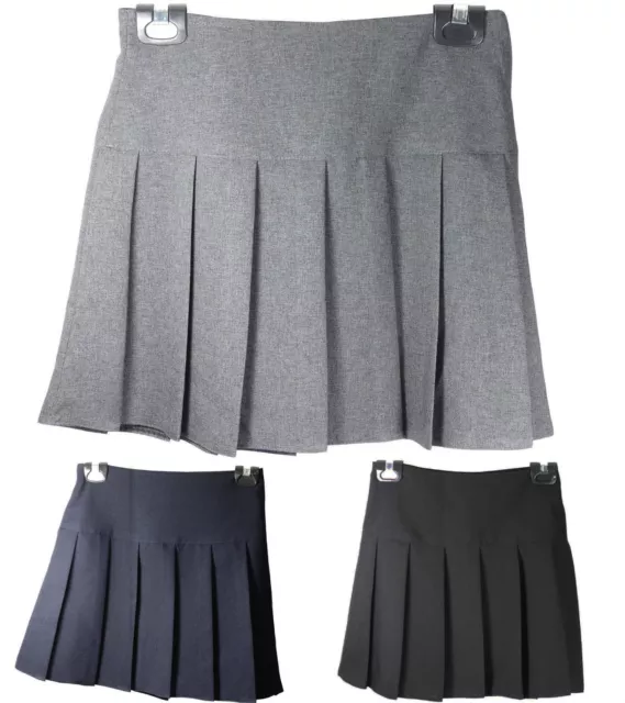 Kids Girls Women School Uniform All Round Side Zip Pleated Skirt Britini Back
