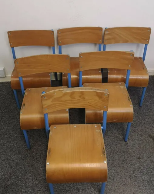 X6 Child’s 1950’s Vintage Sunday School Ply & Tubular Steel Stacking Chair