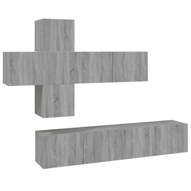 Ensemble Meuble TV Et Mur Suspension Berno Style Ancien Foncé Vicco - 140 Cm Largeur