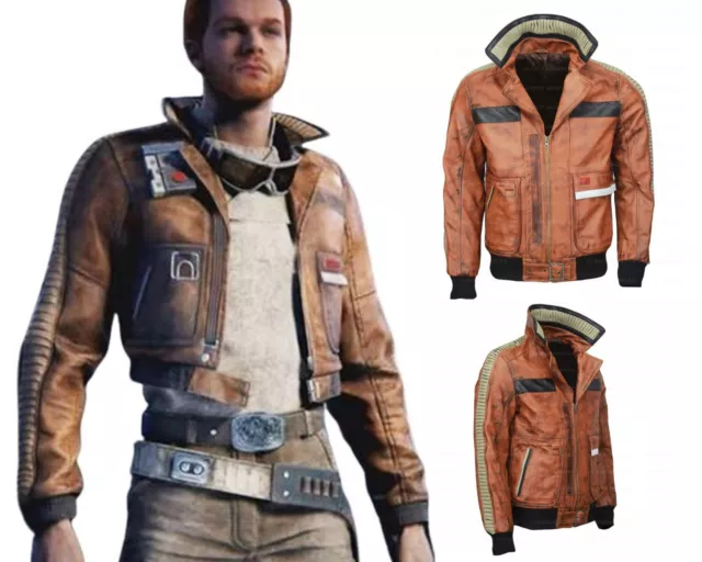 Video Game Star Wars Jedi Survivor Inspired Brown Bomber Leather Jacket For Men