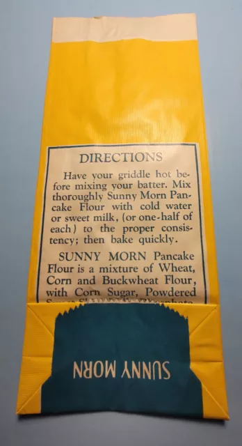Sunny Morn Self Rising Pancake Flour Advertising Bag Superior Food Findlay Ohio 2