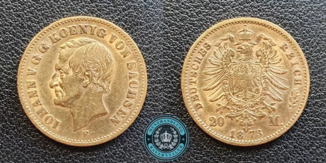 Kaiserreich 20 Mark 1873 E Johann V. G. G. Koenig von Sachsen Gold Münze