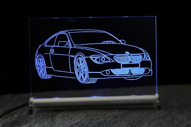 LED-Leuchtschild graviert ist BMW 6er E63 Coupé  Geschenk zu Geburtstag birthday
