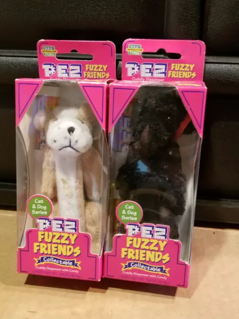 VINTAGE PEZ Fuzzy Friends Collectible Molly (Poodle) & Brutis (Bulldog)  NIB
