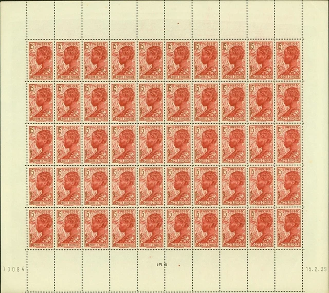 Ivory Coast 1936 - MNH stamps. Yvert Nr.: 114. Sheet of 50.......(EB) MV-17577