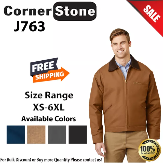 CornerStone J763 Mens Long Sleeve Workwear Duck Cloth Work Jacket With Pockets