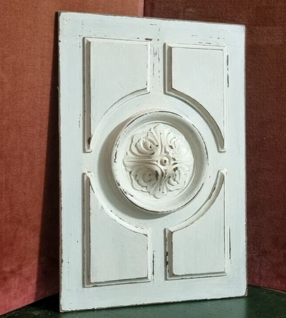 Rosette wood carving panel Antique vintage french architectural salvage 15"