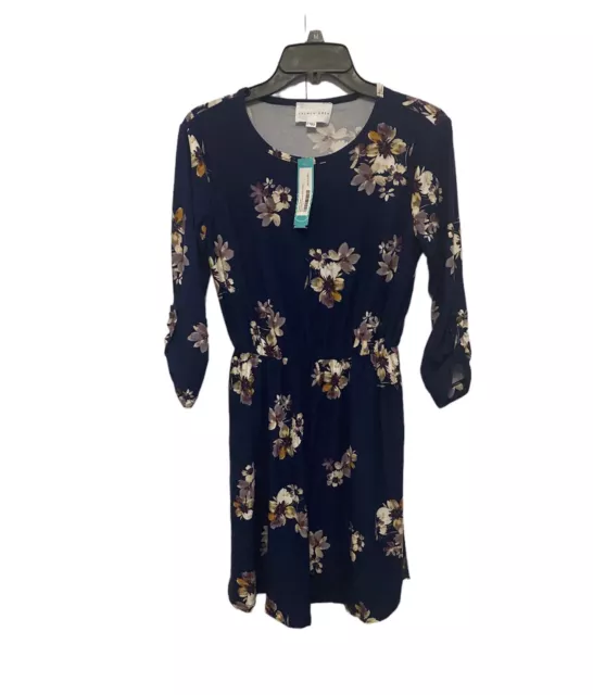 French Grey Murphy 3/4 Sleeve Floral Mini Dress Small