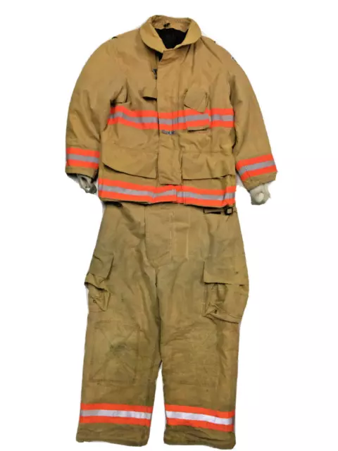 Firefigher Fire Dex Brown Turnout Set Jacket 48x36 Pants 46x29 w/ Suspenders S82