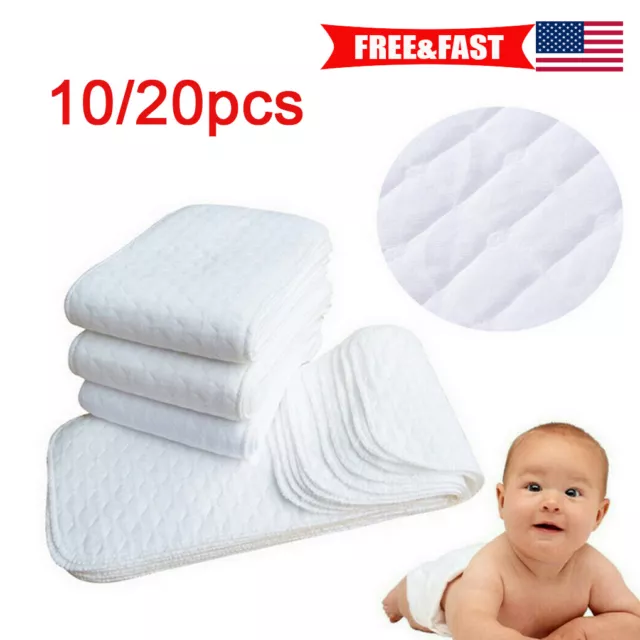10/20Pcs Reusable Baby Cotton Cloth Diaper Nappy Liners Washable