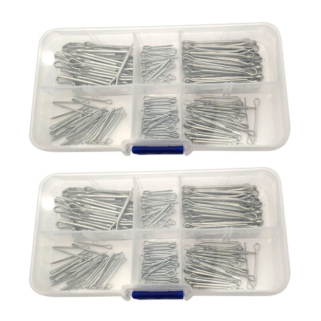 350Pc SPLIT PINS Cotter Fixings Set Assorted Sizes Zinc Plated Steel Hard CaN5O8