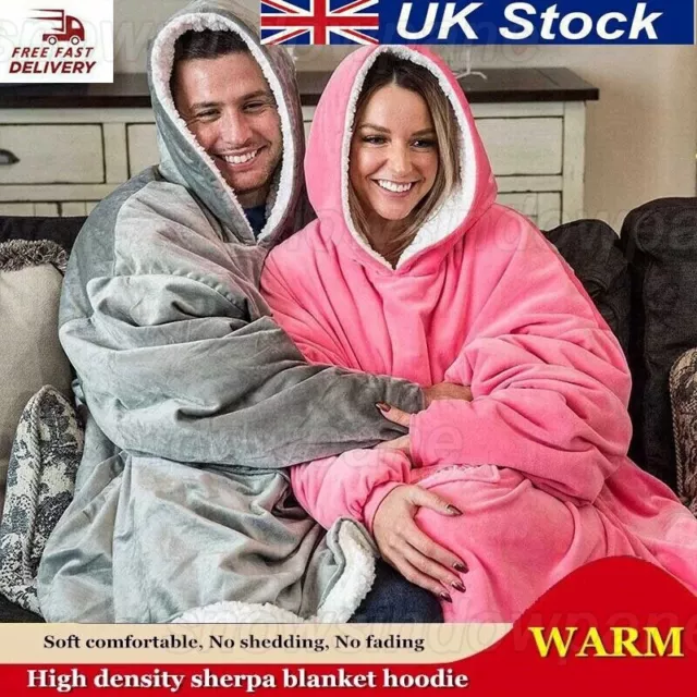 Hoodie Blanket Oversized Ultra Plush Comfy Sherpa Giant Hooded Sweatshirt Warm~