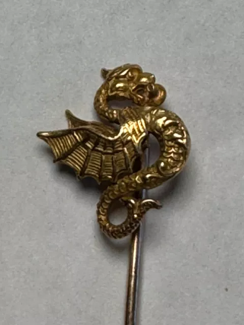 Antique 14k Gold Stick Pin; 1.55g. A Dragon L; Game Of Thrones Fans Will Love