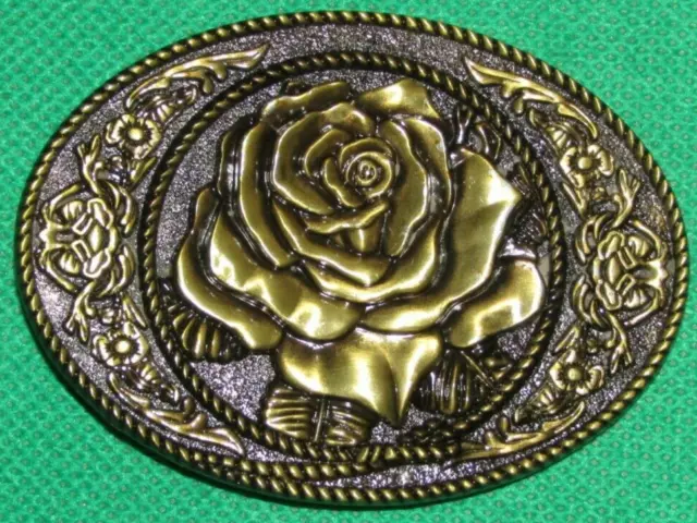 Belt Buckle "ROSE" Gold Colour, Fit 4 cm Wide Belt, DIY, Custom Metal Casting.