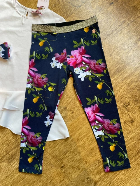 BNWT Ted Baker 4-5 years top leggings outfit floral set New Citrus Leopard bow 3