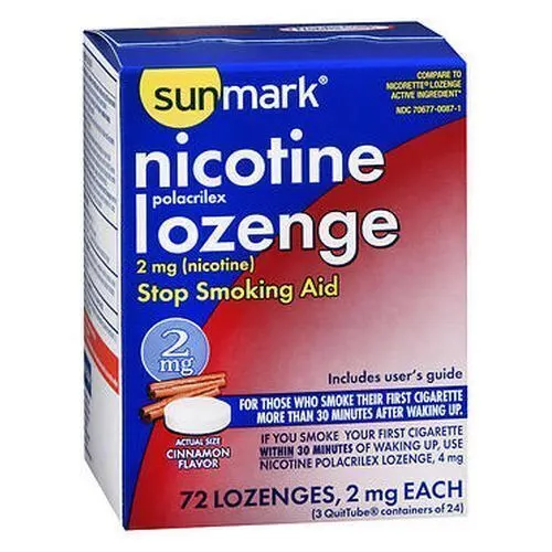 Nicotine Losange Cannelle 72 Pastilles 2 MG Par Sunmark