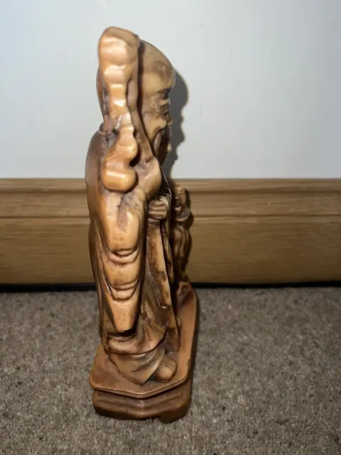 Hand Carved Resin Chinese Wise Man Shou Lao Figurine 8.5” God of Longevity 3