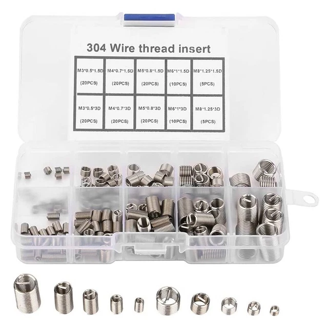 150PCS THREAD REPAIR Inserts M3 M6 M8 Stainless Steel Heli Coil Threa