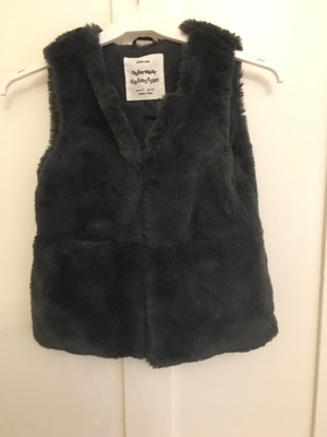 Zara Kids Girls XS 110cms Nero Gilet di pelliccia Festa di Natale 