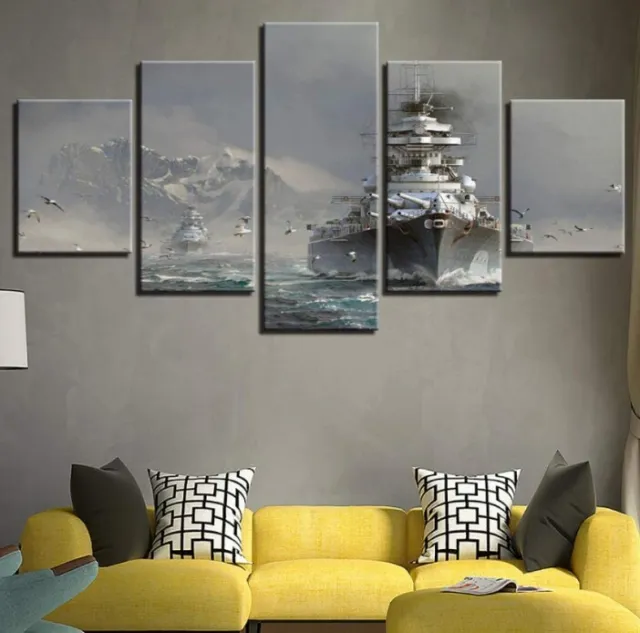 Nature Sea Poster Warships 5Pcs Wall Art Canvas Painting Picture Room Home Decor