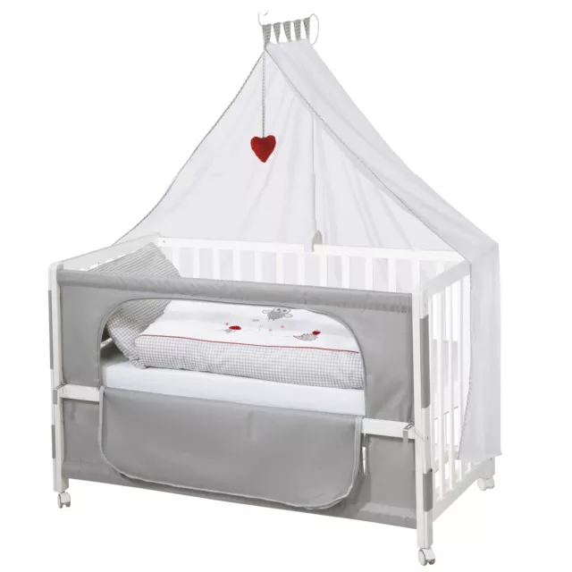 Roba Room Bed Kinderbett Beistellbett Adam & Eule 60x120 cm weiß lackiert B-WARE