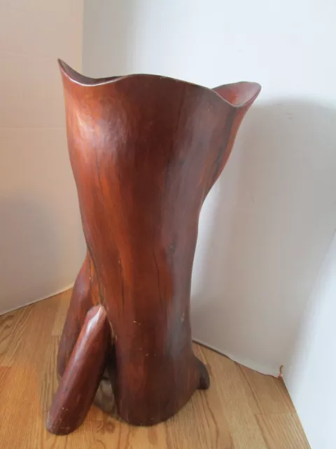 Folk Art Driftwood Carved Stump Hollow-out Sculpture Les Smith WI 24.75"T 1970s
