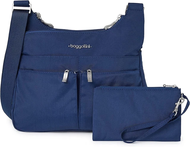 Baggallini Cross Over Crossbody Bag - Lightweight, Water Resistant Travel Purse