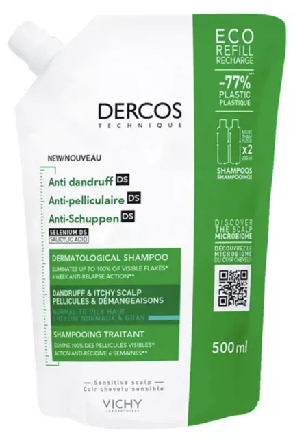 Vichy Dercos Anti Dandruff Advanced Action Shampoo 500ml-Normal To Oily Hair