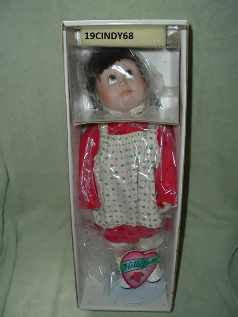 1990 Hello Dolly Porcelain Christmas Doll "Jenny" With Doll Stand-In Box