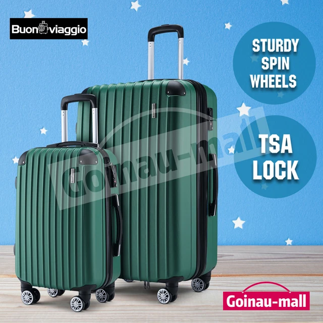 Lightweight Luggage Suitcase Trolley Set 2PCS Travel Storage Organiser Green