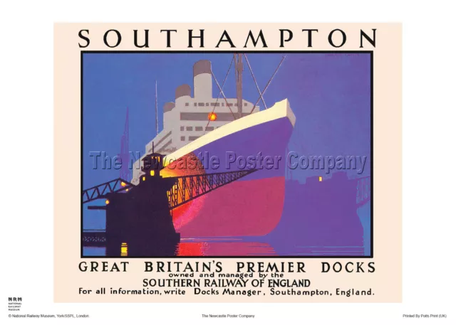 Southampton Hampshire Retro Vintage Railway Travel Poster Advertising Art Rail