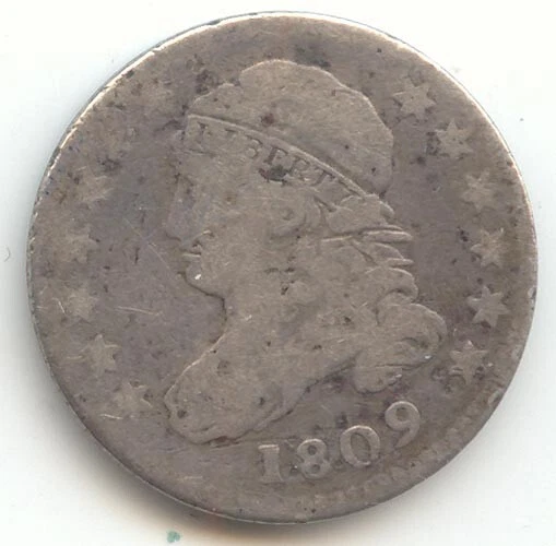 1809 Capped Bust Dime, Scarce Date, Problem Free G-VG