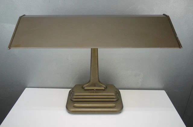 VTG Industrial Streamline ART DECO Bankers Fluorescent Desk Lamp DARK ACADEMIA