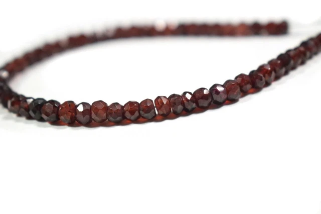 4-5MM A++ Natural Red Garnet Faceted Rondelle Gemstone 6.5" Beads Jewelry making