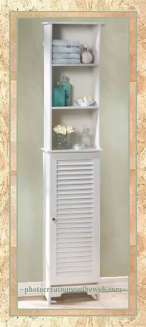 New White Wood Storage Cabinet,Bathroom,Linen Cabinet,Bookcase,Decor Furniture-1