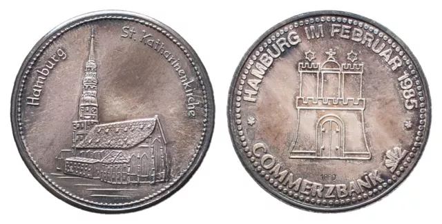 Hamburg- Silbermedaille 1985 St. Katharinenkirche Silber Münze Coin (U181)