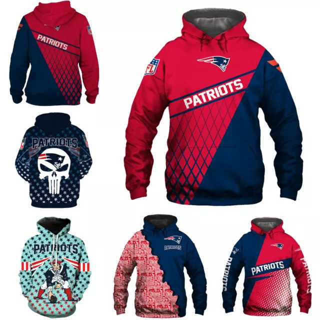 New England Patriots Hoodie 3D Print Sweatshirts Football Hooded Pullover Jacket