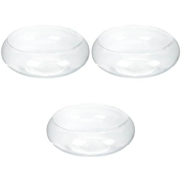 3 Count Glass Fish Tank Desk Bowls Small Aquarium Office Planter Display Stand