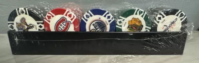 NHL 100 Clay Poker Chip Set With Dealer Tray Canadiens, Oilers, Blackhawks, Caps