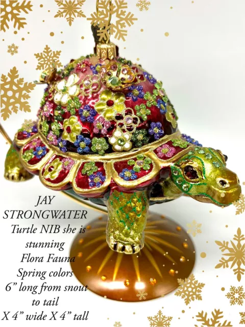 Jay Strongwater RARE Jay Strongwater Flora Turtle ornament NIB MINT con