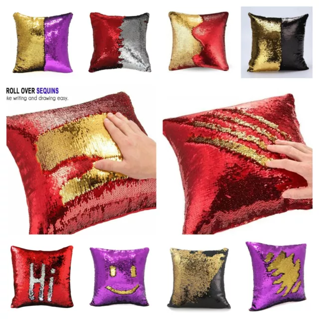 17" Magic Mermaid Reversible Sequin Glitter Sofa Cushion Cover & Filled Cushion*