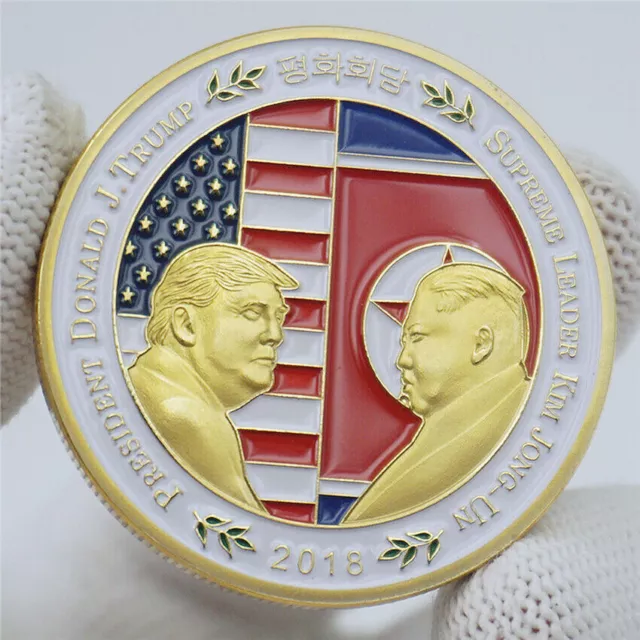 Commemorative Coin Gold Donald Trump Kim Jong Un Usa President Korean Leader