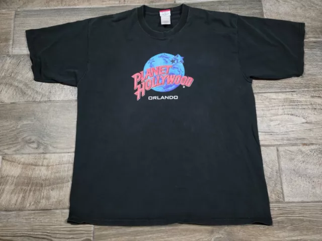 Vintage 90s Planet Hollywood Orlando T Shirt Men's Adult XL Made in USA Black