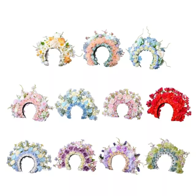 Colorful Flower Headband Double-sided Crown Hair Wreath Wedding Party Costume