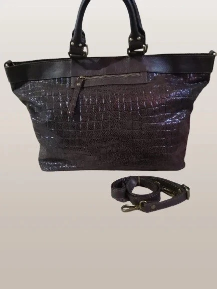 Zaino Borsa In Vera Pelle Uomo Dettagli Oro Rindway - Nero