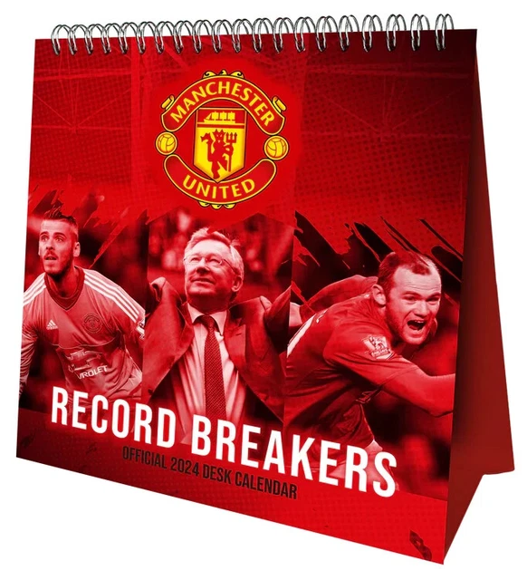 MANCHESTER UNITED FC 2024 Desk Easel Calendar Official Christmas Gift