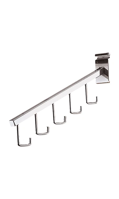 5-J-Hook Waterfall Chrome Faceout for Wire Grid - Pack of 5